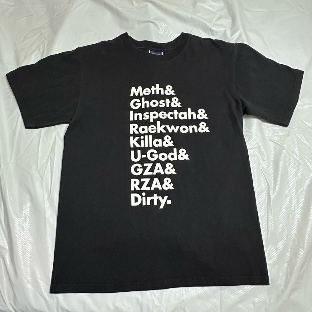 Manifest Wu Tang Clan Members Black Graphic Tee with White Text Size Small